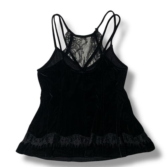 Free People Velvet Lace Tank Top Black Peplum Size Small - Picture 5 of 10